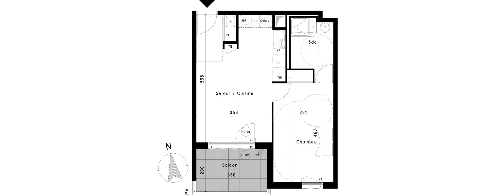 Appartement T2 de 41,35 m2 &agrave; Vitrolles Le village