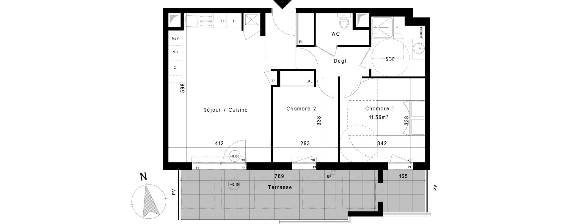 Appartement T3 de 58,52 m2 &agrave; Vitrolles Le village