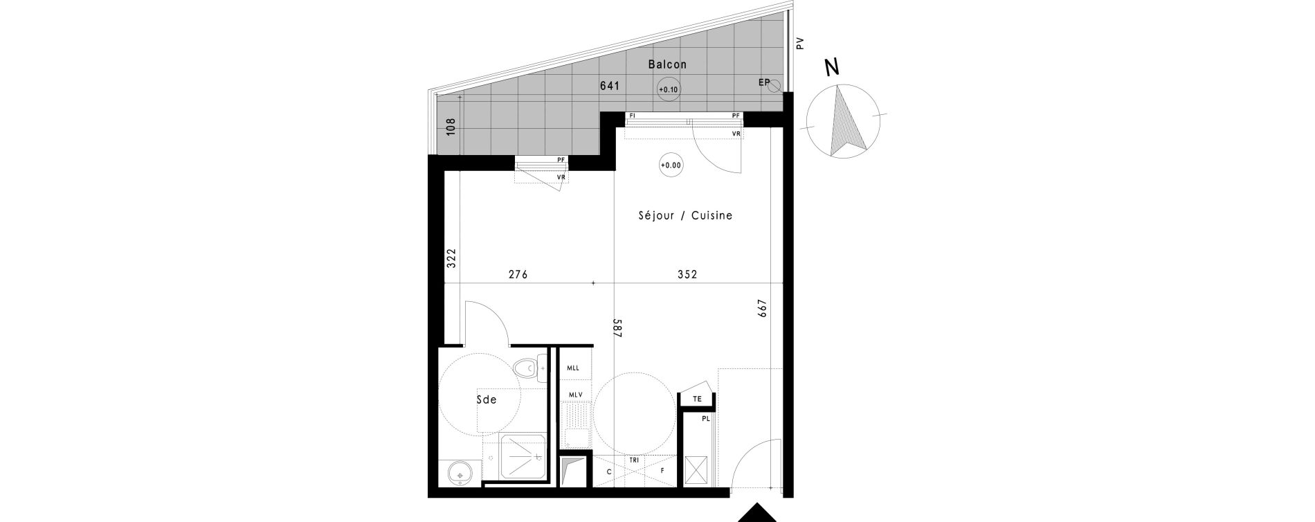 Appartement T1 de 37,96 m2 &agrave; Vitrolles Le village