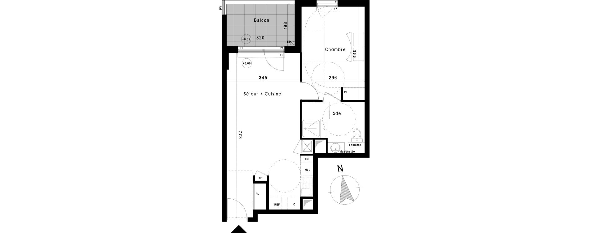 Appartement T2 de 46,53 m2 &agrave; Vitrolles Le village