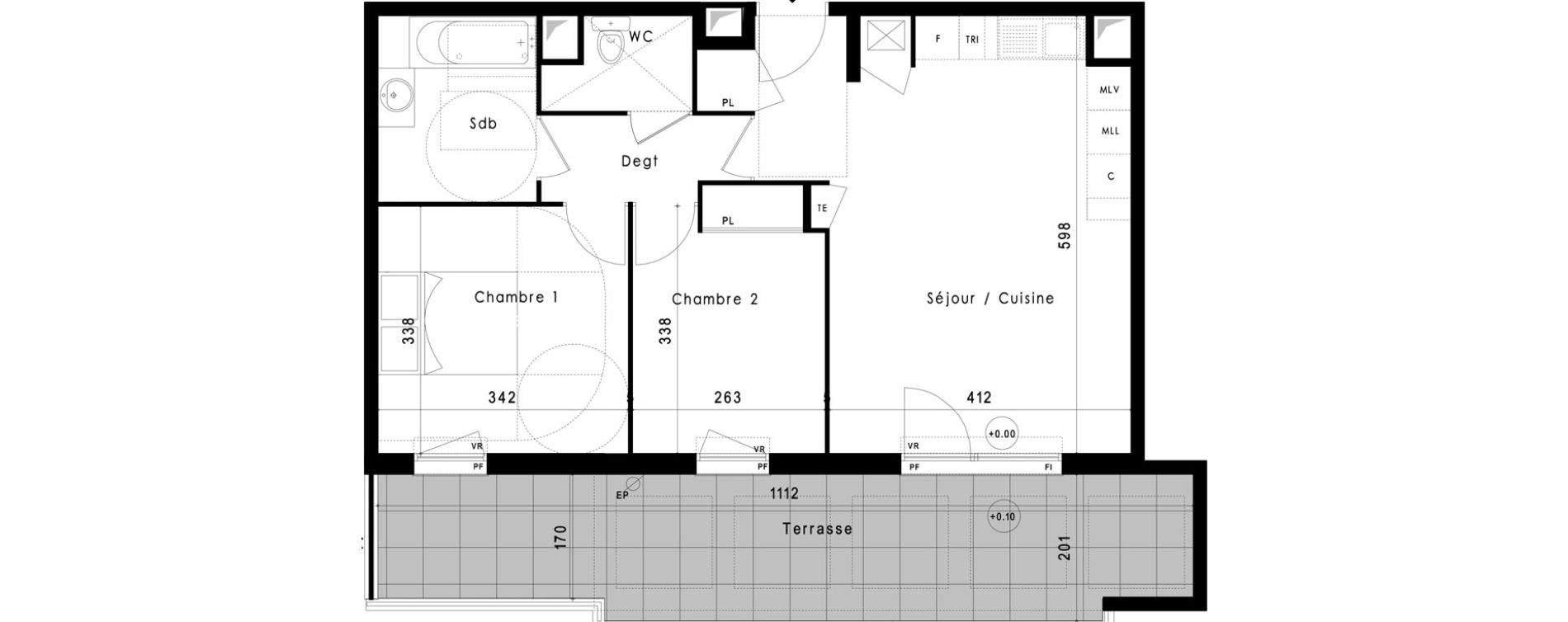 Appartement T3 de 58,80 m2 &agrave; Vitrolles Le village