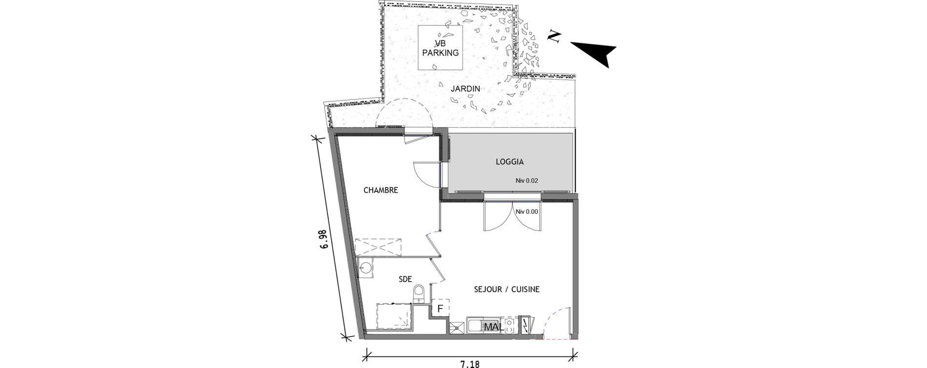 Appartement T2 de 40,38 m2 &agrave; Vitrolles Liourat