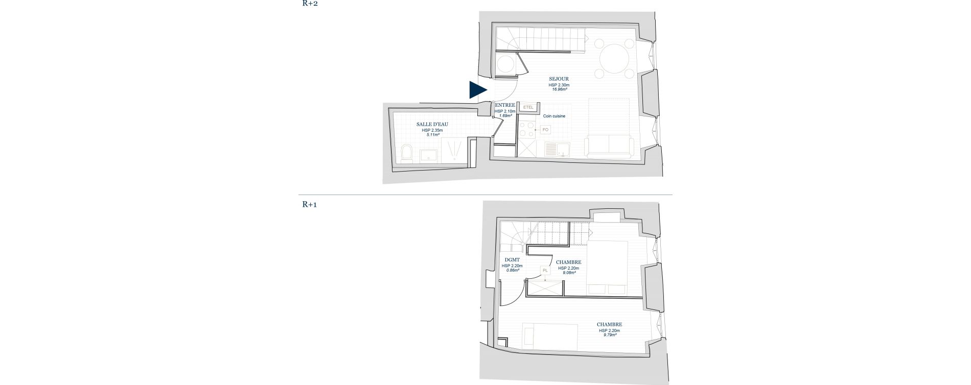 Duplex T2 bis de 43,49 m2 &agrave; Brian&ccedil;on Briancon vauban