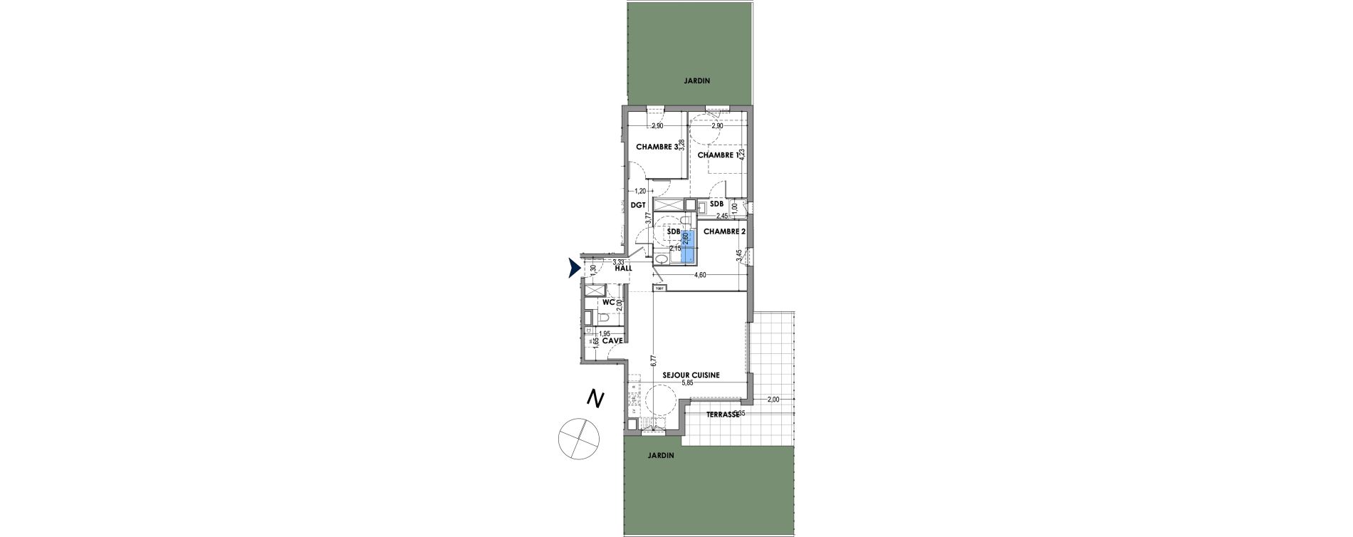 Appartement T4 de 93,37 m2 &agrave; Gap Centre