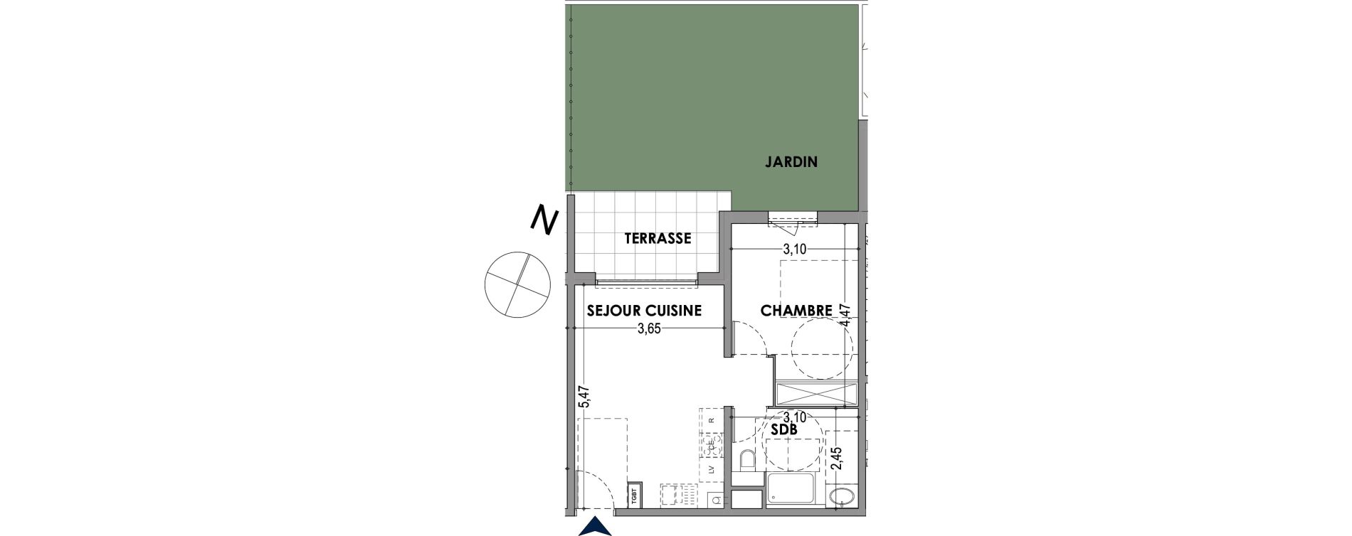 Appartement T2 de 40,81 m2 &agrave; Gap Centre