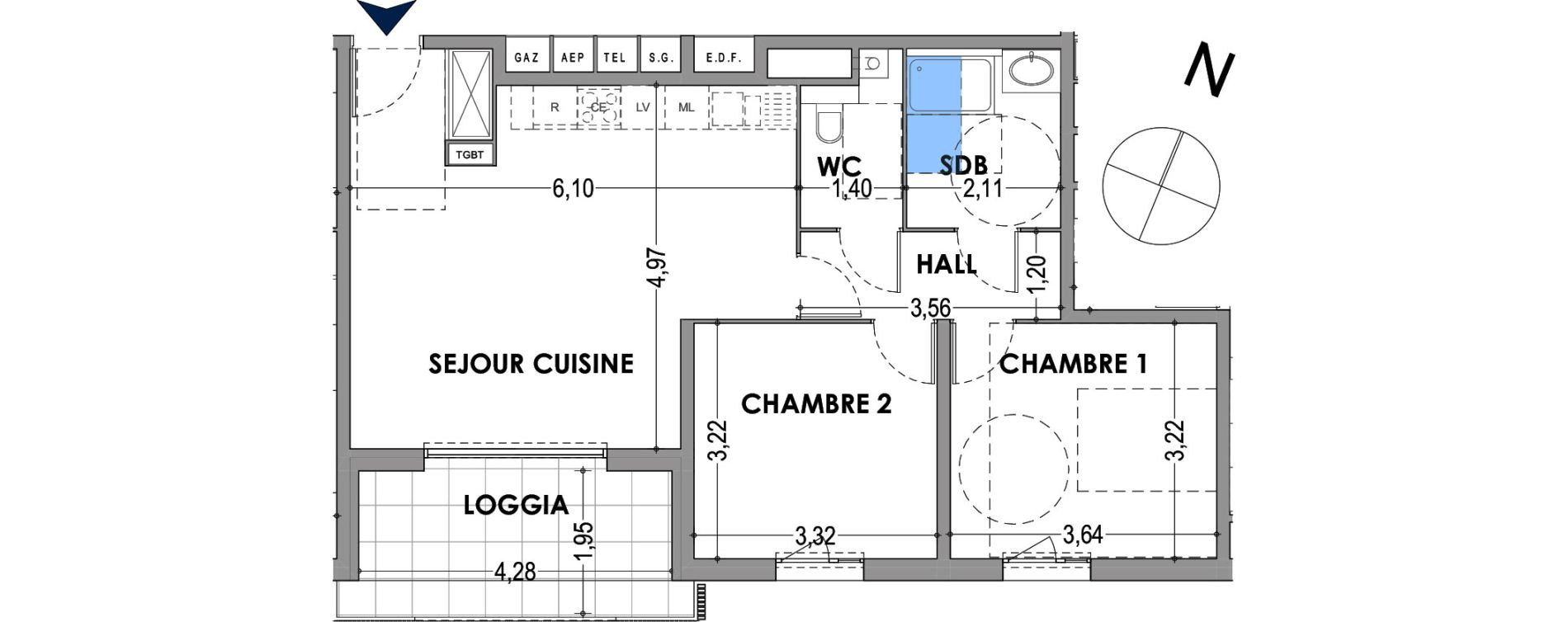 Appartement T3 de 63,06 m2 &agrave; Gap Centre