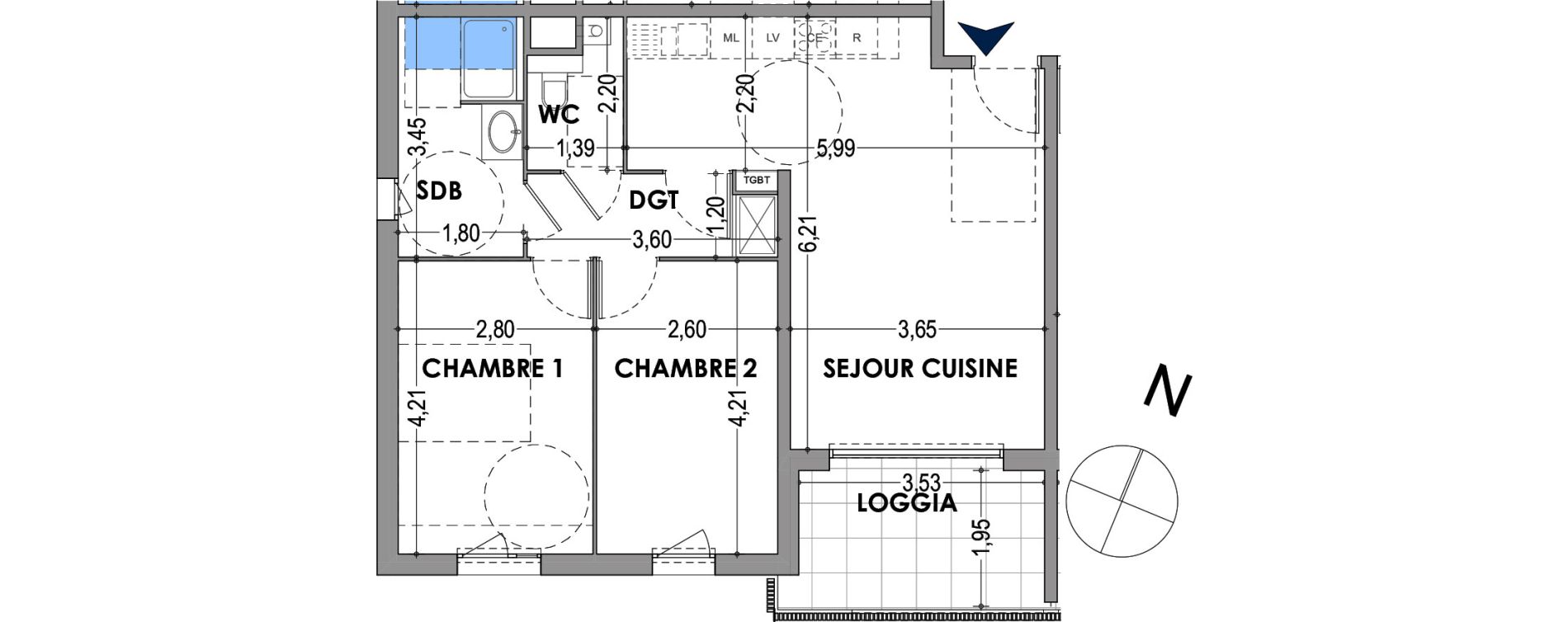 Appartement T3 de 62,26 m2 &agrave; Gap Centre