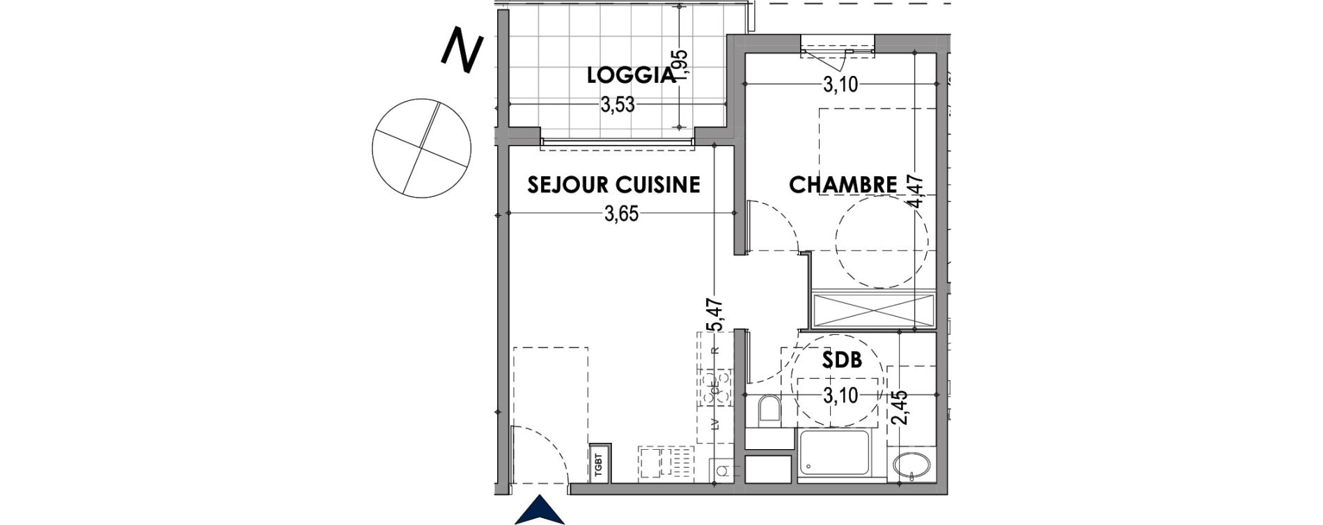 Appartement T2 de 40,81 m2 &agrave; Gap Centre