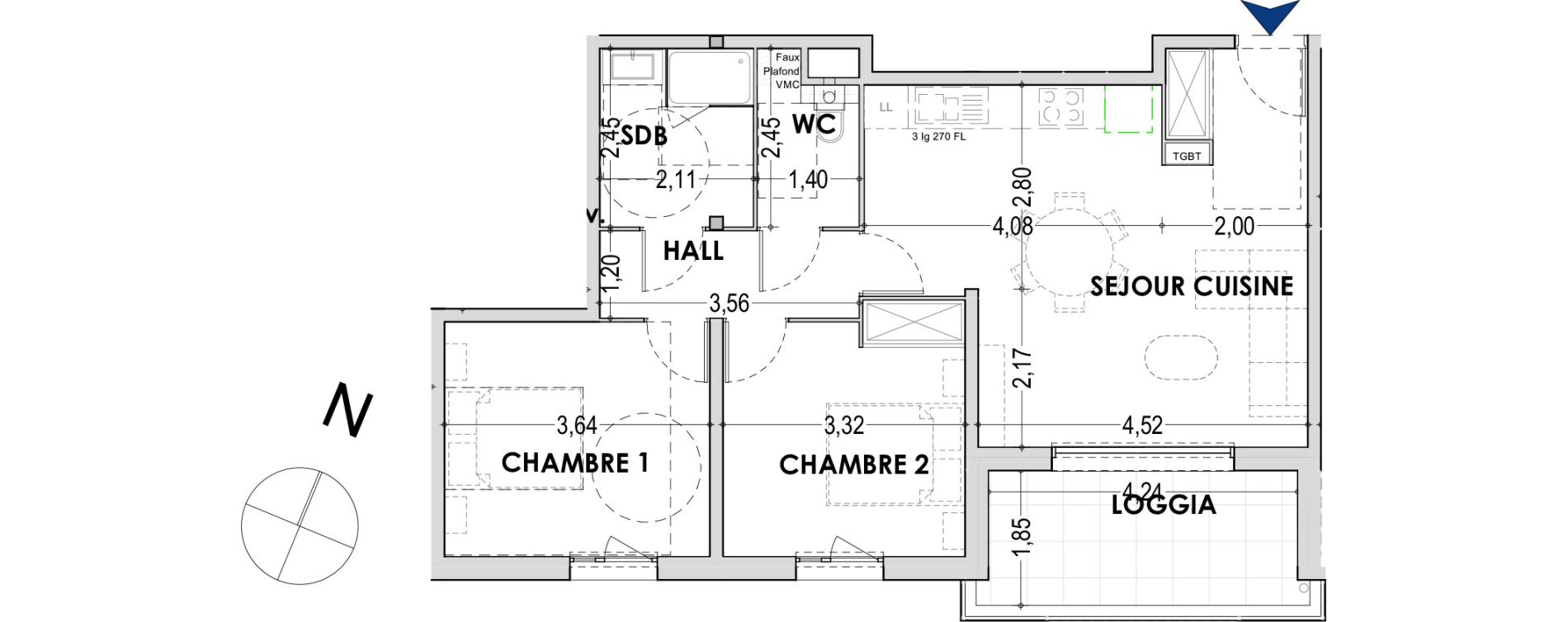 Appartement T3 de 62,95 m2 &agrave; Gap Centre