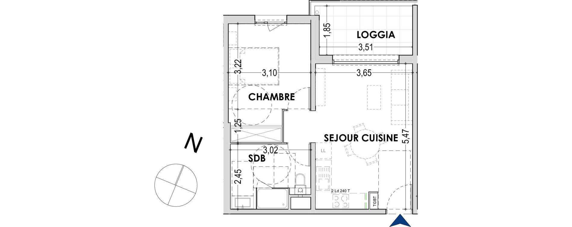 Appartement T2 de 40,56 m2 &agrave; Gap Centre