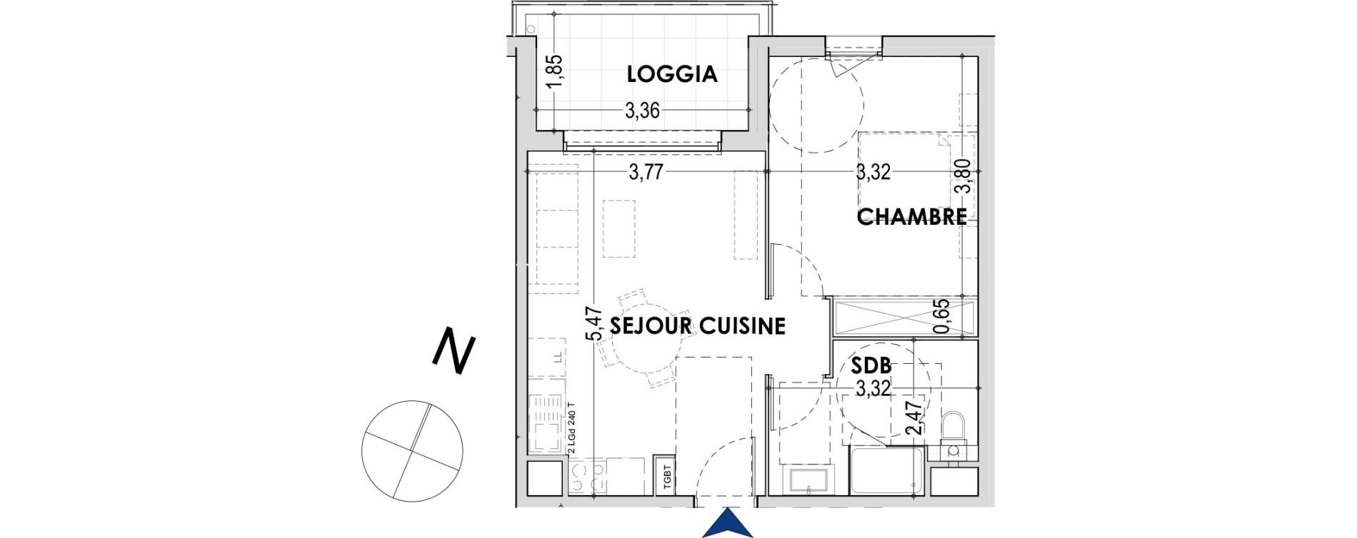 Appartement T2 de 42,42 m2 &agrave; Gap Centre