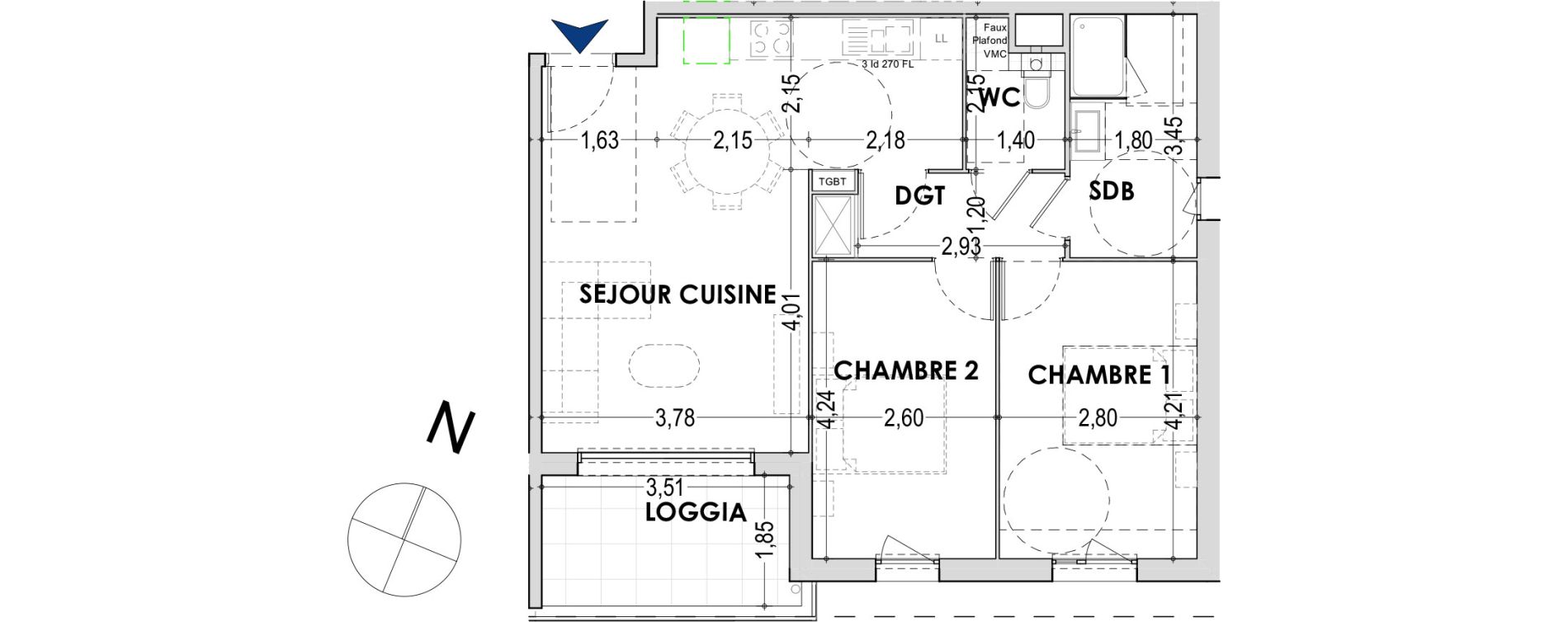 Appartement T3 de 62,51 m2 &agrave; Gap Centre