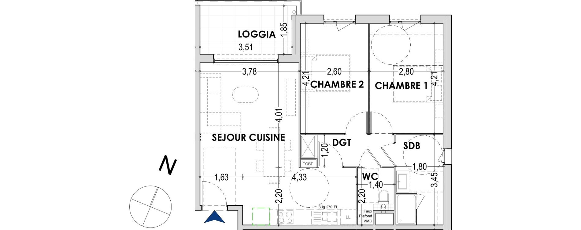 Appartement T3 de 62,75 m2 &agrave; Gap Centre