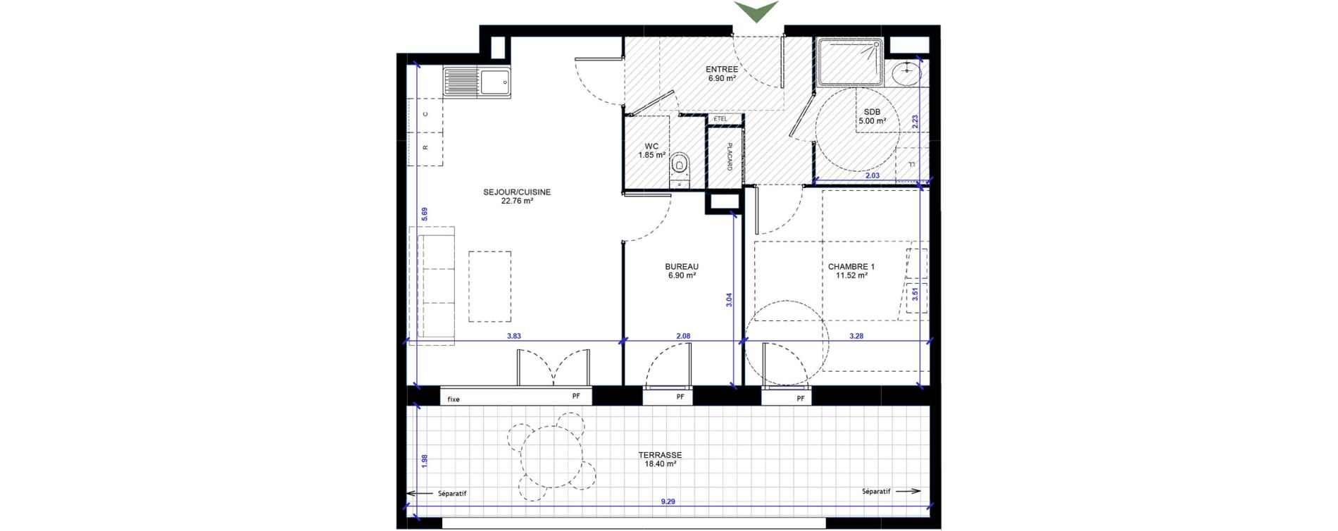 Appartement T2 de 54,93 m2 &agrave; Gap Centre