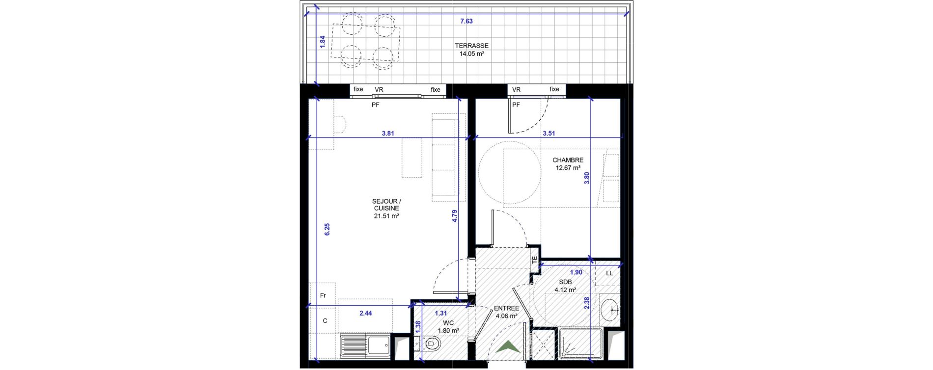 Appartement T2 de 44,16 m2 &agrave; Gap Centre