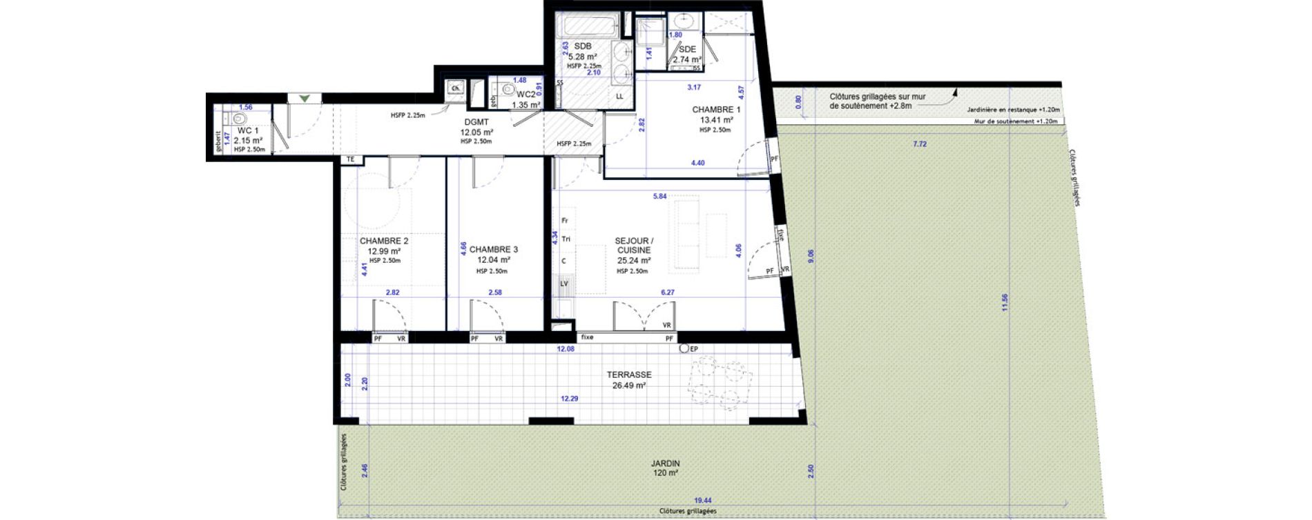 Appartement T4 de 87,25 m2 &agrave; Gap Centre