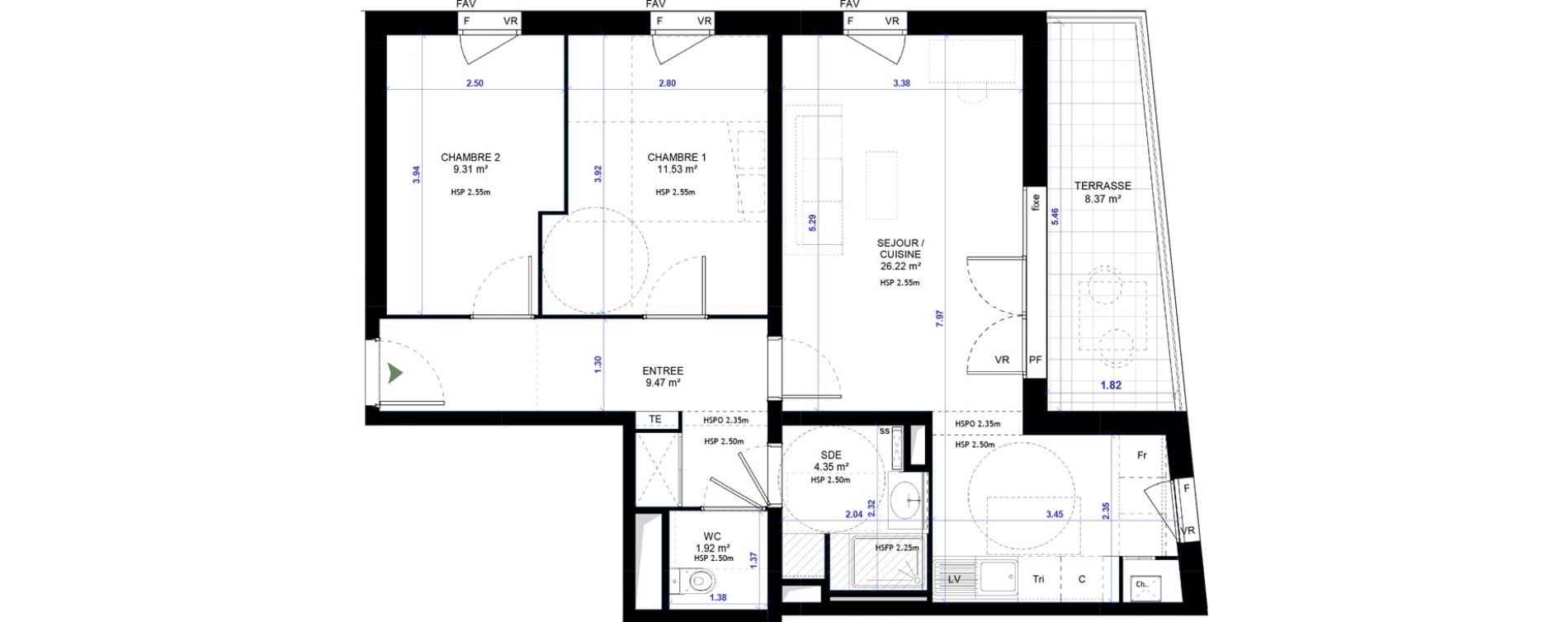 Appartement T3 de 62,80 m2 &agrave; Gap Centre