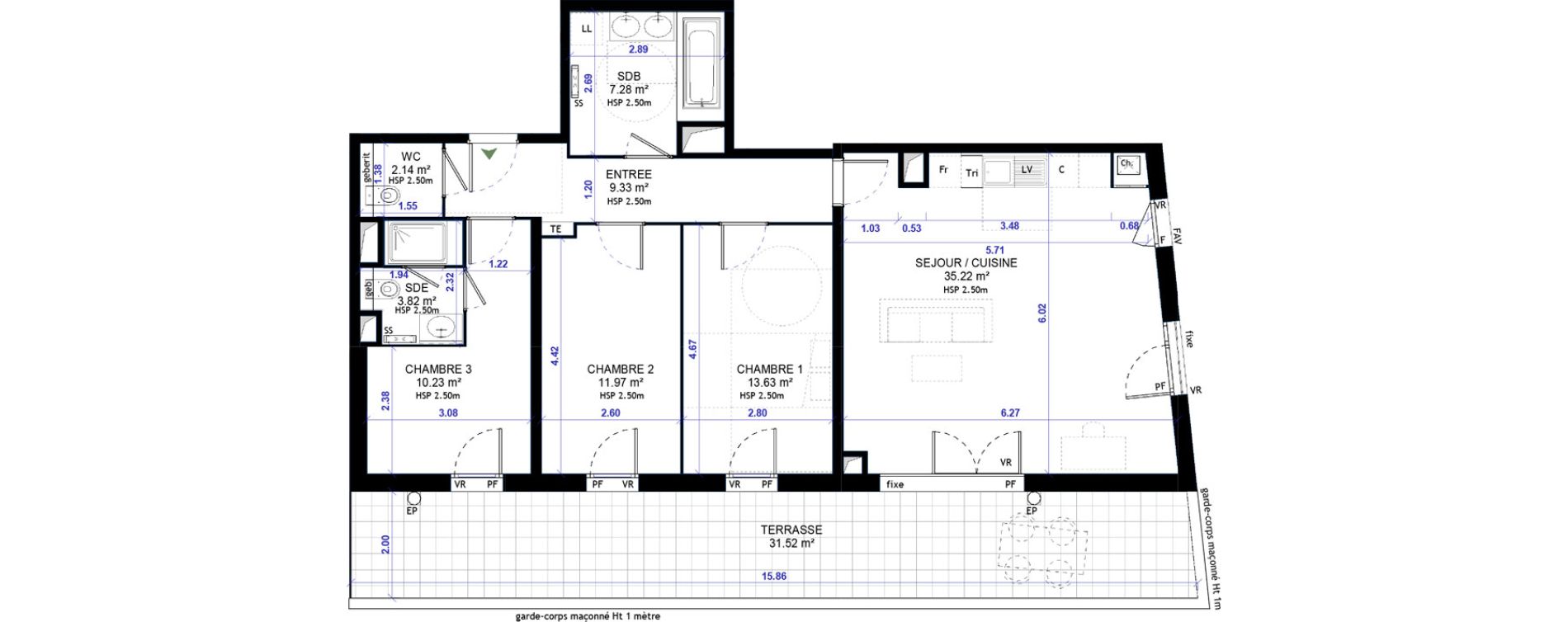 Appartement T4 de 93,62 m2 &agrave; Gap Centre