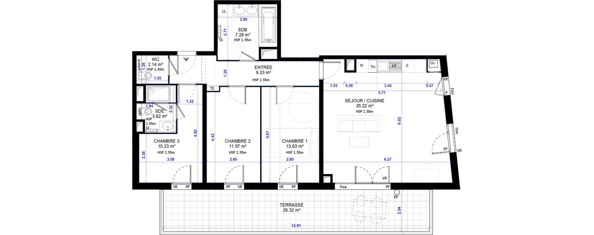 Appartement T4 de 93,62 m2 &agrave; Gap Centre