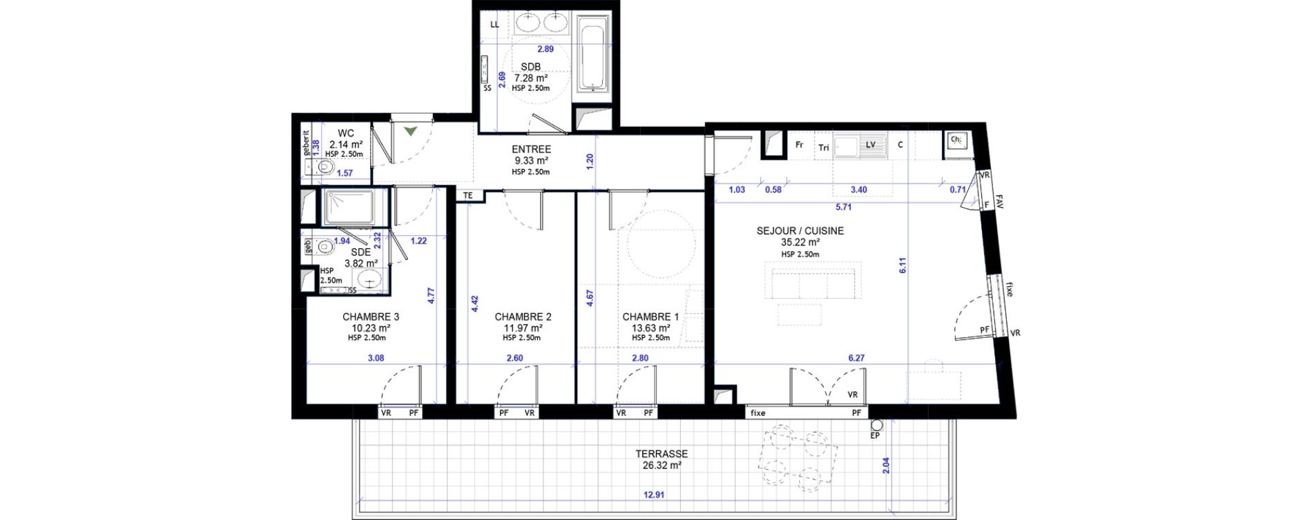 Appartement T4 de 93,62 m2 &agrave; Gap Centre