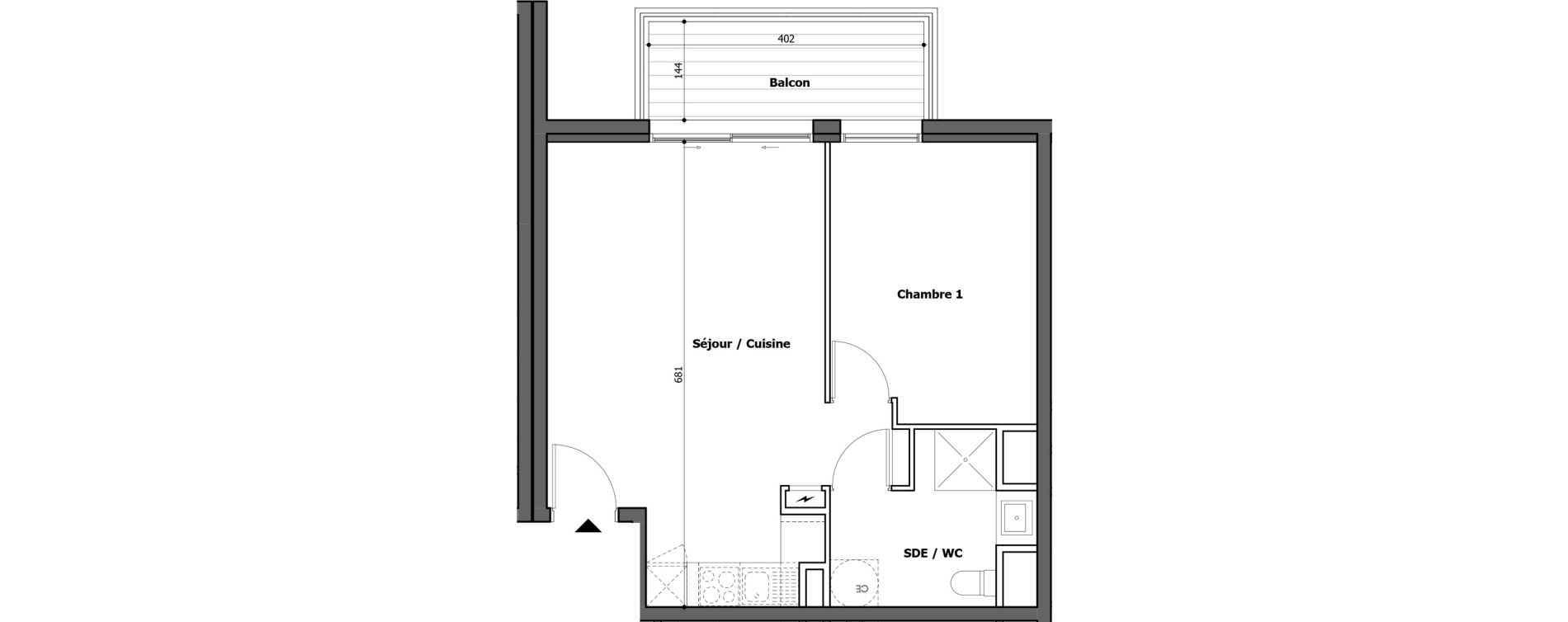Appartement T2 de 44,39 m2 &agrave; Gap Centre