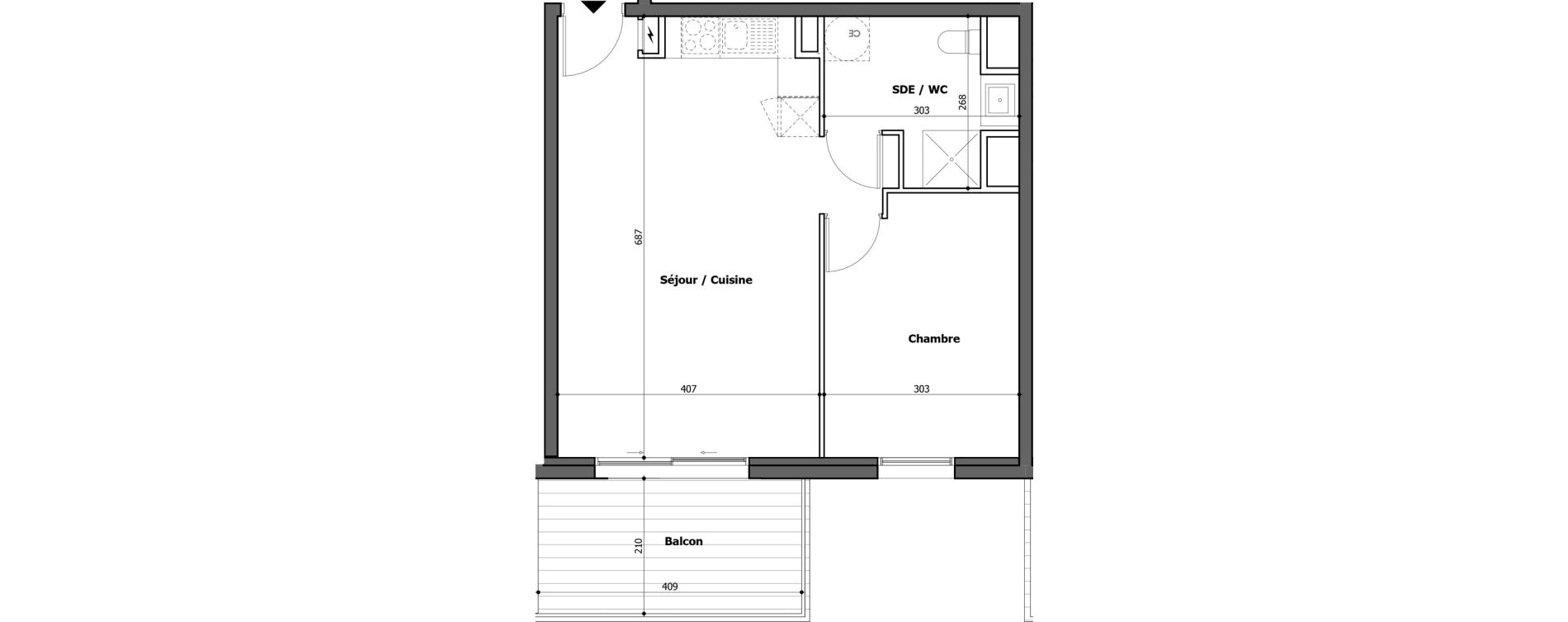 Appartement T2 de 46,88 m2 &agrave; Gap Centre