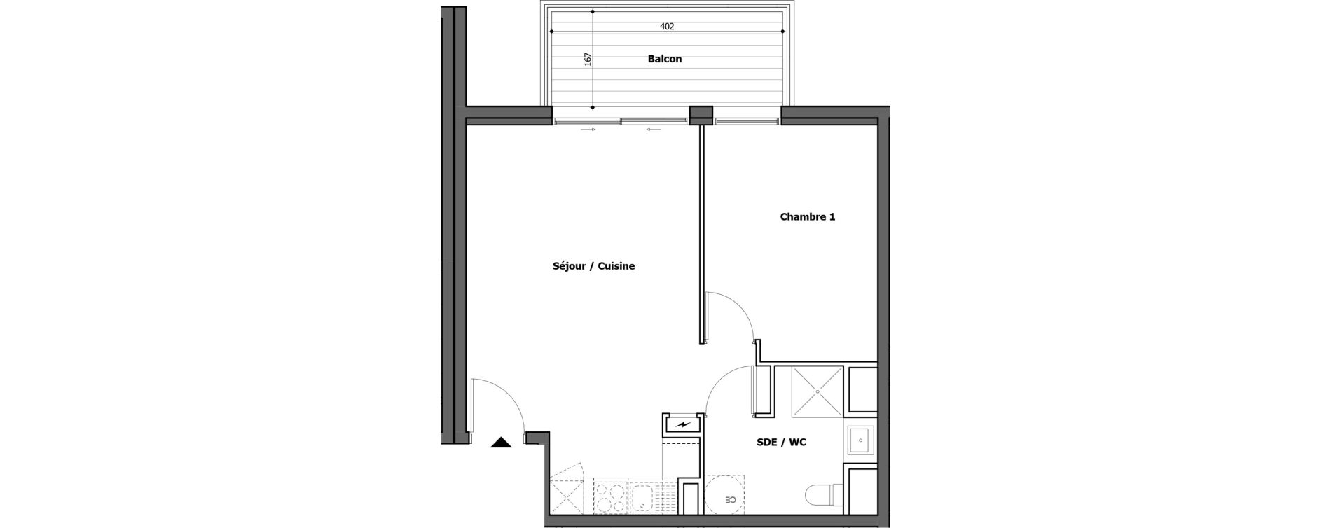 Appartement T2 de 44,39 m2 &agrave; Gap Centre