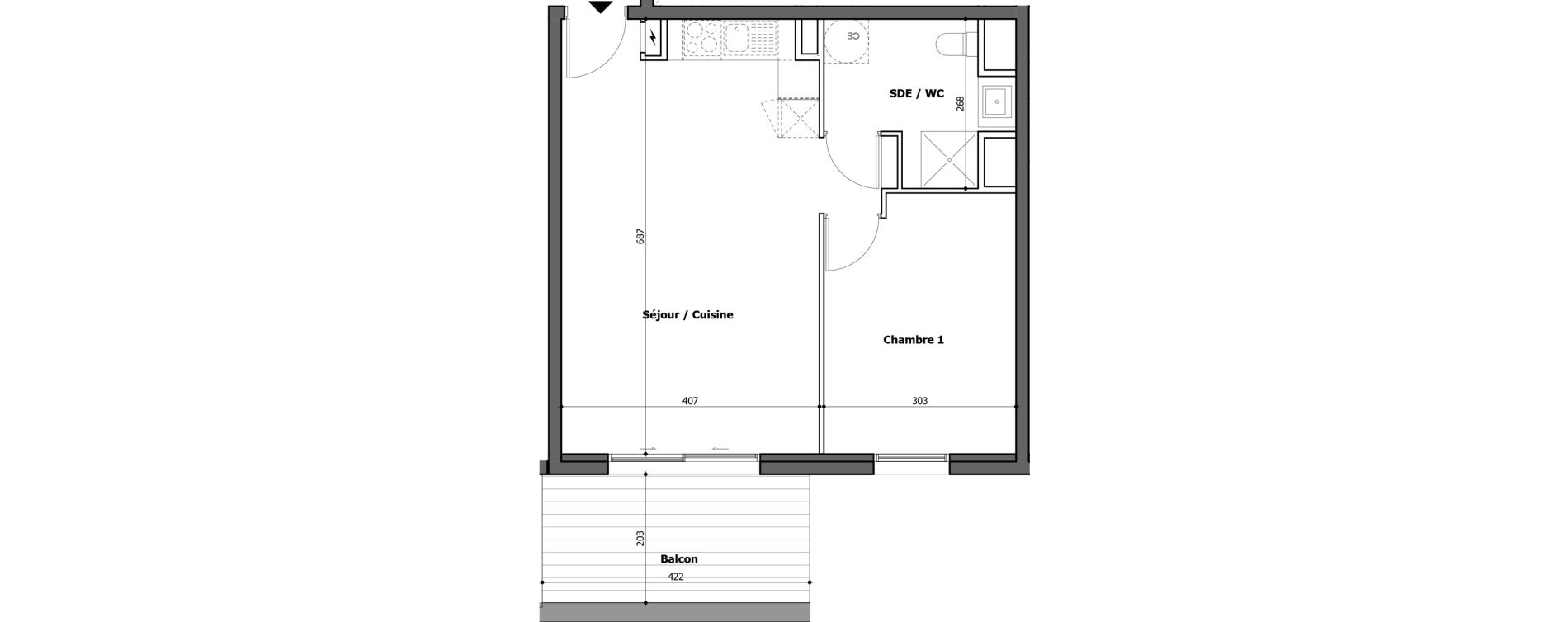 Appartement T2 de 46,88 m2 &agrave; Gap Centre