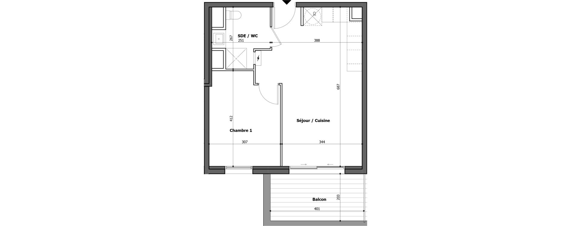 Appartement T2 de 42,54 m2 &agrave; Gap Centre