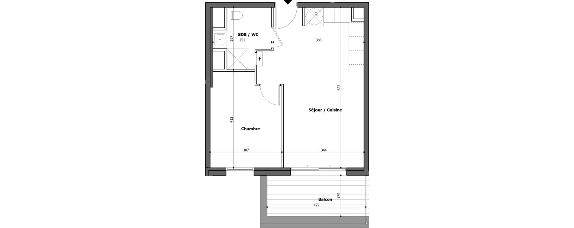 Appartement T2 de 42,54 m2 &agrave; Gap Centre