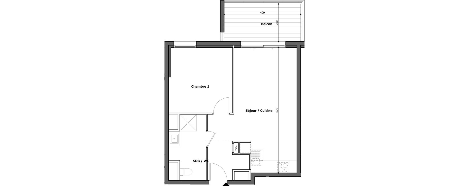 Appartement T2 de 44,63 m2 &agrave; Gap Centre