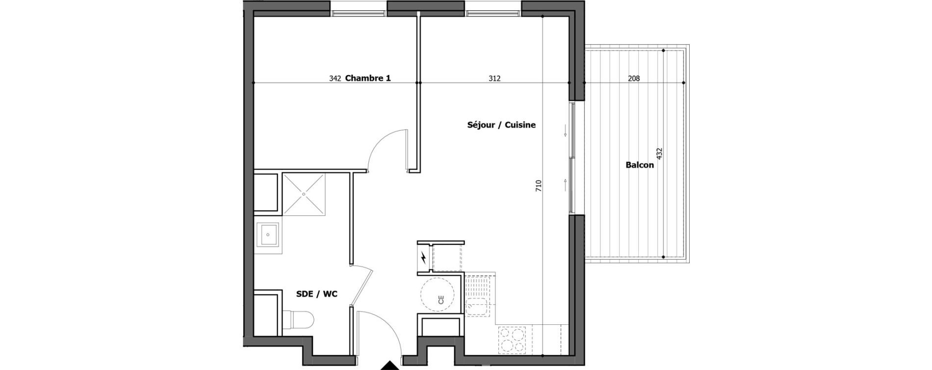 Appartement T2 de 43,52 m2 &agrave; Gap Centre