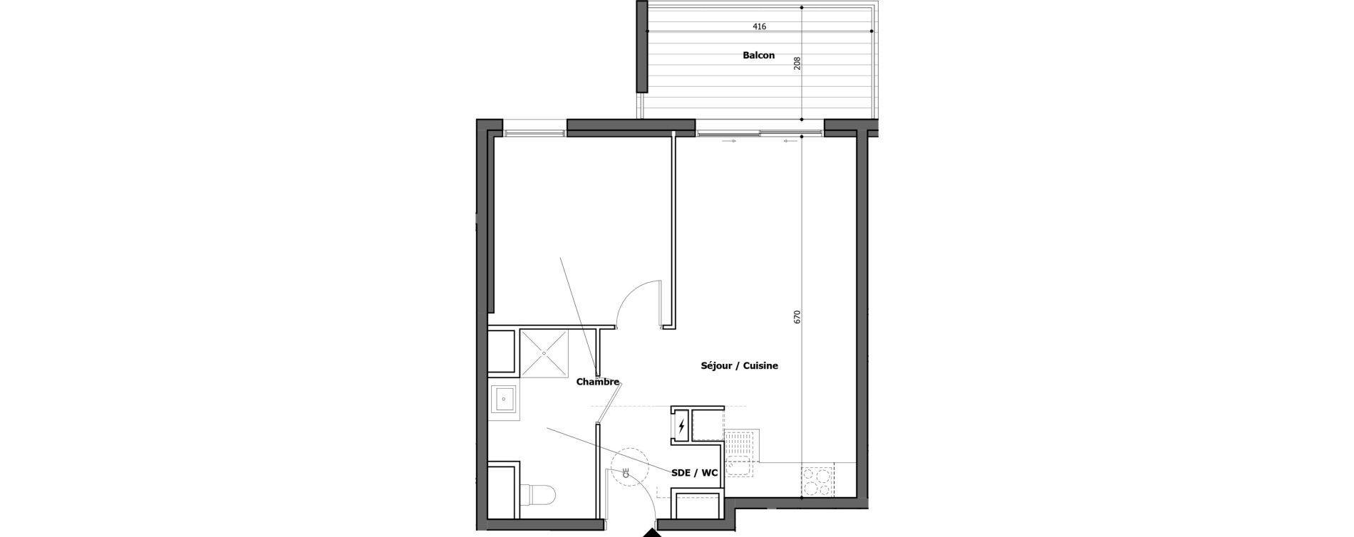 Appartement T2 de 44,43 m2 &agrave; Gap Centre