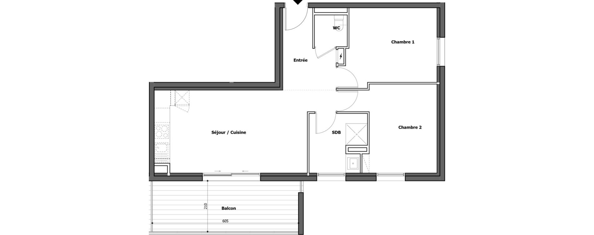 Appartement T3 de 59,59 m2 &agrave; Gap Centre