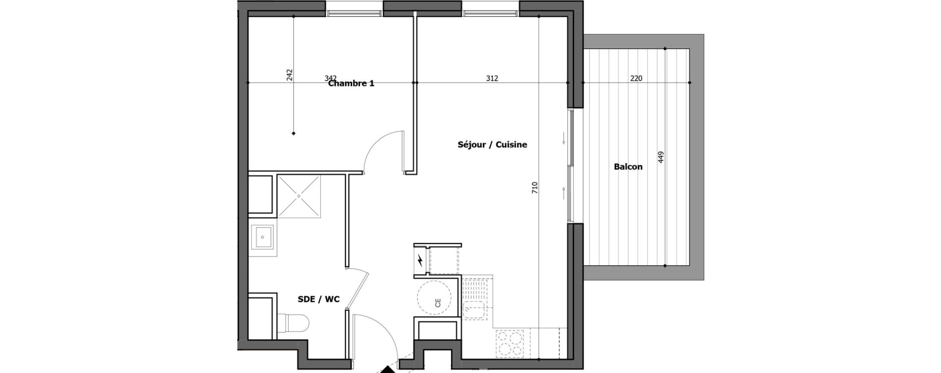 Appartement T2 de 43,52 m2 &agrave; Gap Centre