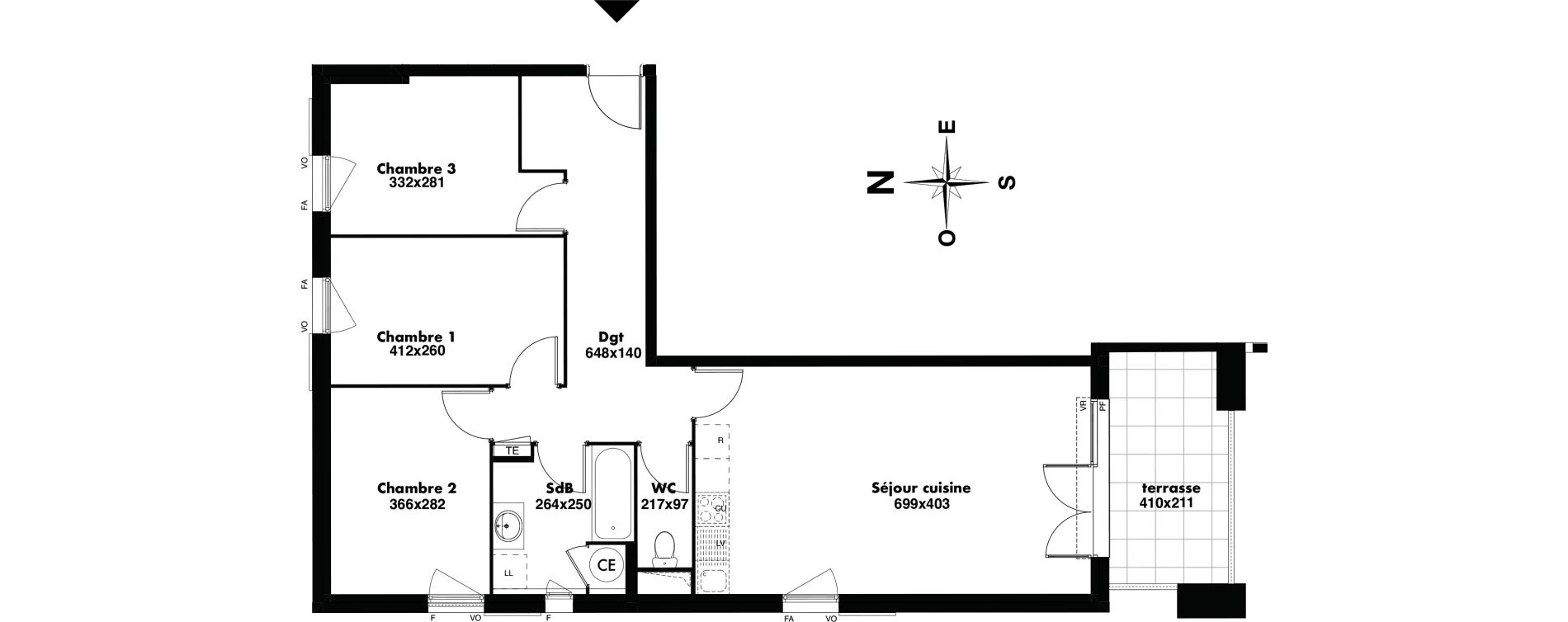 Appartement T4 de 80,31 m2 &agrave; Gap Romette