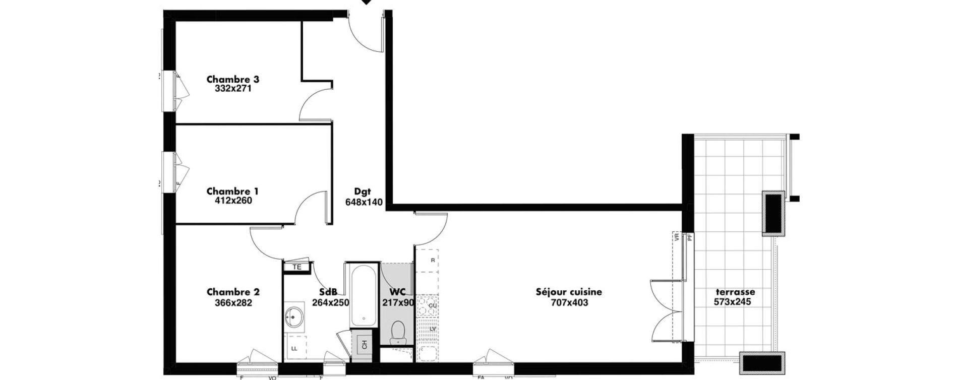 Appartement T4 de 80,13 m2 &agrave; Gap Romette