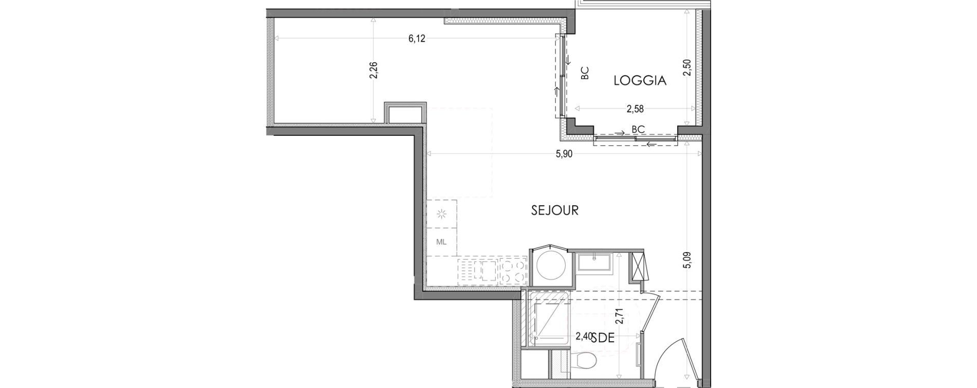 Appartement T1 de 39,01 m2 &agrave; Gap Centre