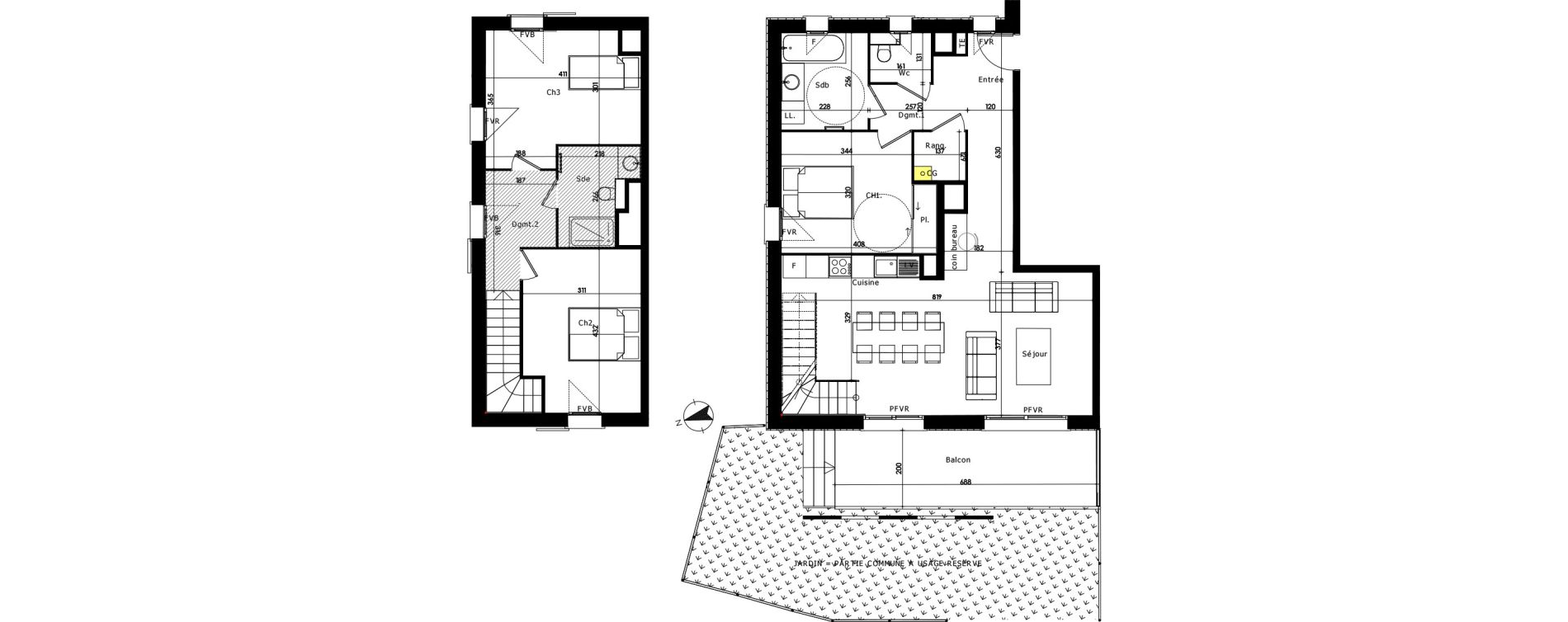 Appartement T4 de 98,70 m2 au Mon&ecirc;tier-Les-Bains Centre