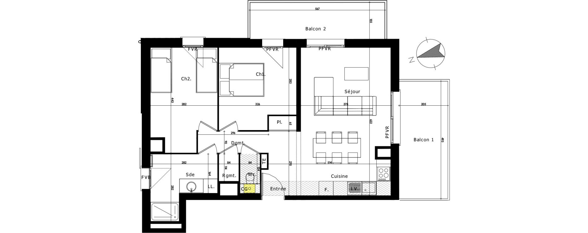 Appartement T3 de 60,30 m2 au Mon&ecirc;tier-Les-Bains Centre