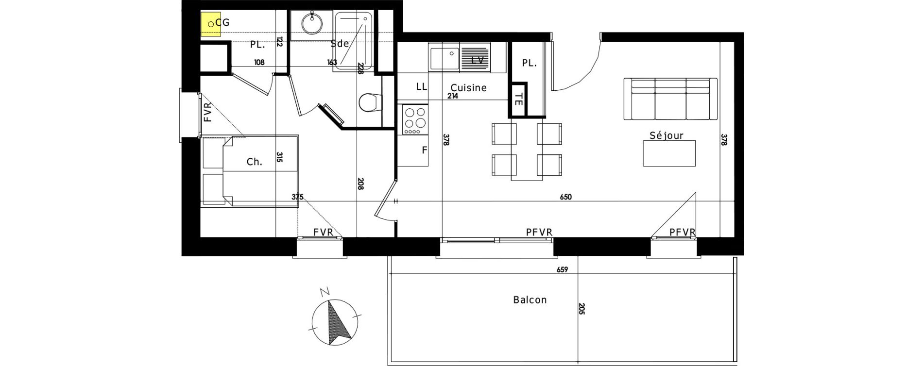 Appartement T2 de 39,35 m2 au Mon&ecirc;tier-Les-Bains Centre