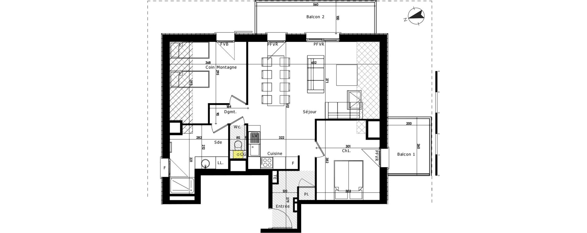 Appartement T3 de 60,10 m2 au Mon&ecirc;tier-Les-Bains Centre