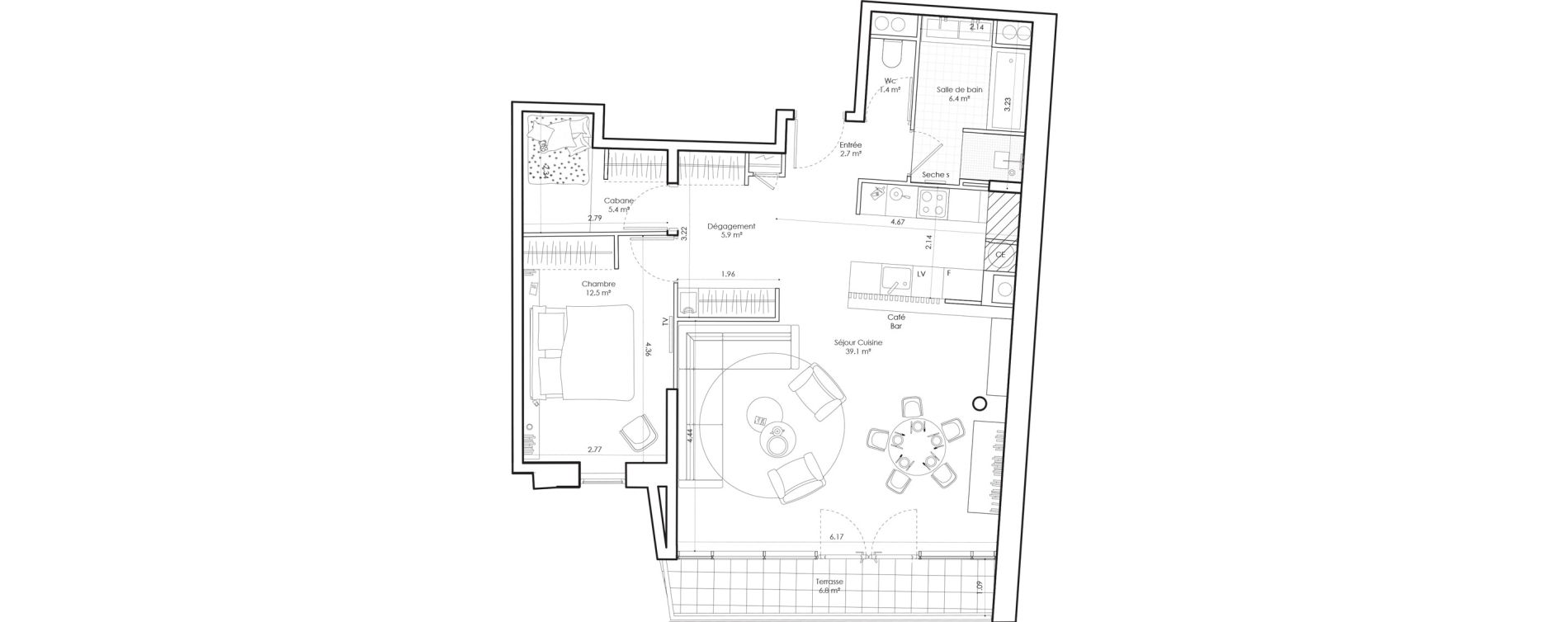 Appartement T2 bis meubl&eacute; de 73,40 m2 &agrave; Saint-Chaffrey Serre chevalier