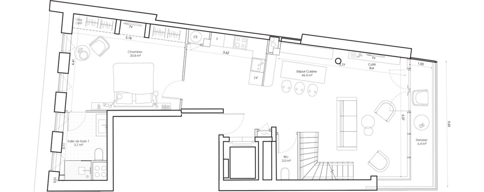 Duplex T2 bis meubl&eacute; de 103,20 m2 &agrave; Saint-Chaffrey Serre chevalier