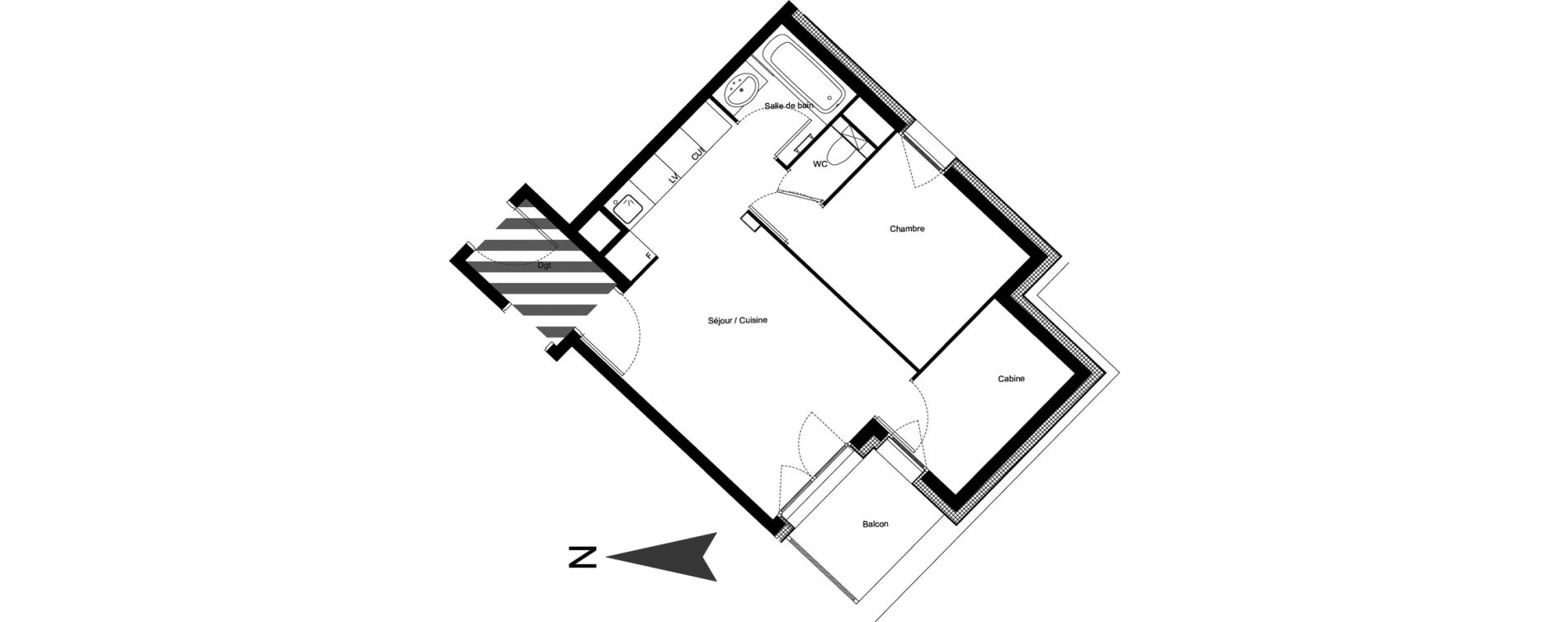 Appartement T2 meubl&eacute; de 39,11 m2 &agrave; Vars Centre
