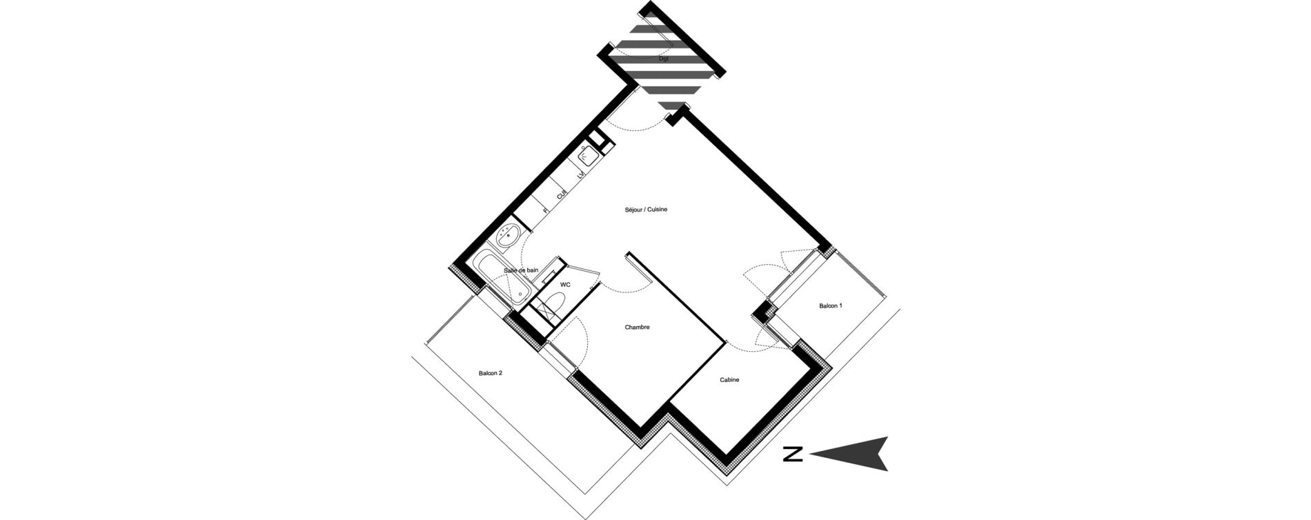 Appartement T2 meubl&eacute; de 40,06 m2 &agrave; Vars Centre