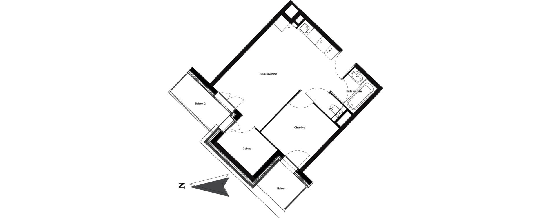 Appartement T2 meubl&eacute; de 38,01 m2 &agrave; Vars Centre