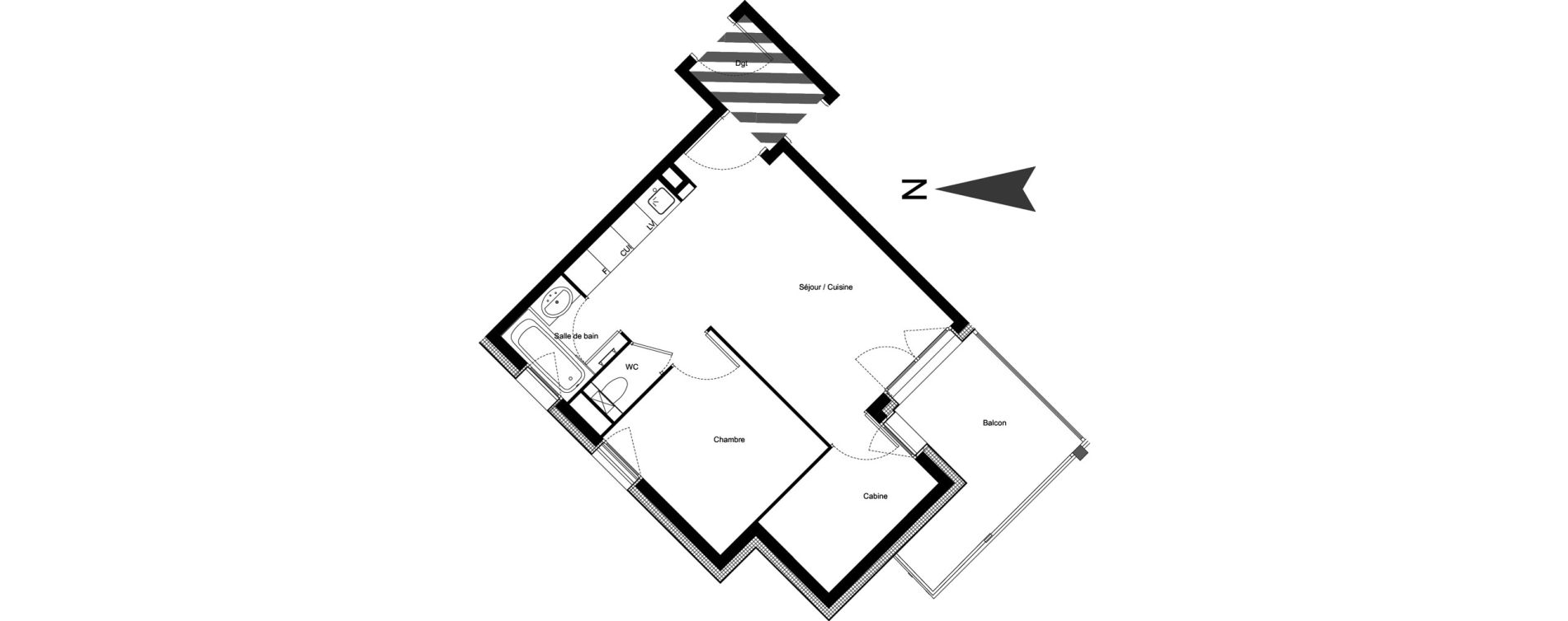Appartement T2 meubl&eacute; de 39,85 m2 &agrave; Vars Centre