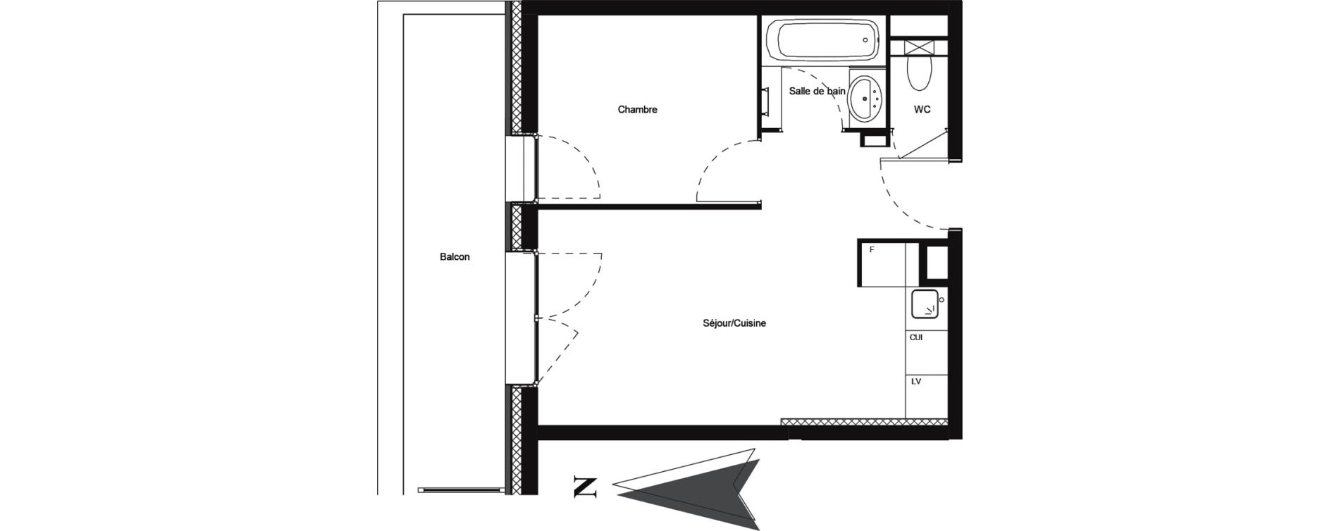 Appartement T2 meubl&eacute; de 31,29 m2 &agrave; Vars Centre