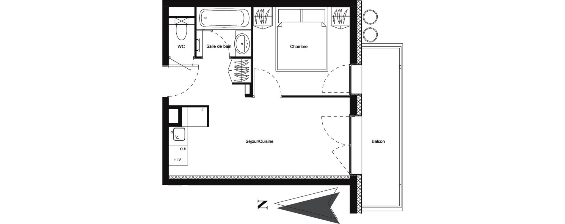 Appartement T2 meubl&eacute; de 29,29 m2 &agrave; Vars Centre